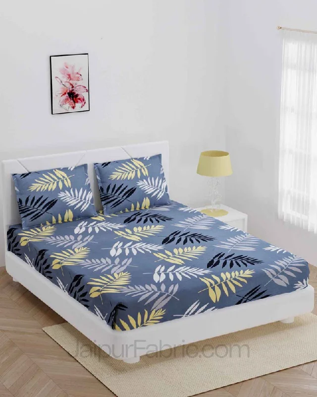 Leaf Design Bedsheet Dark Printed Colour with 2 Pillow Cover