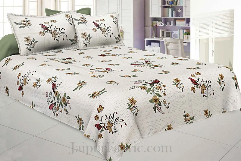 Nature Glory Cream Pure Cotton King Size Bedsheet