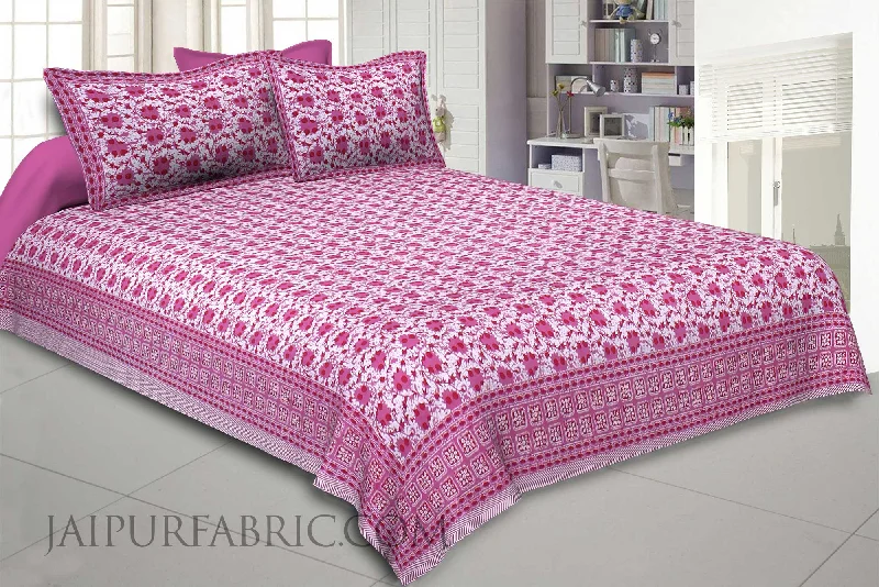 Pink Twinkling Jugnoo King Size Bedsheet