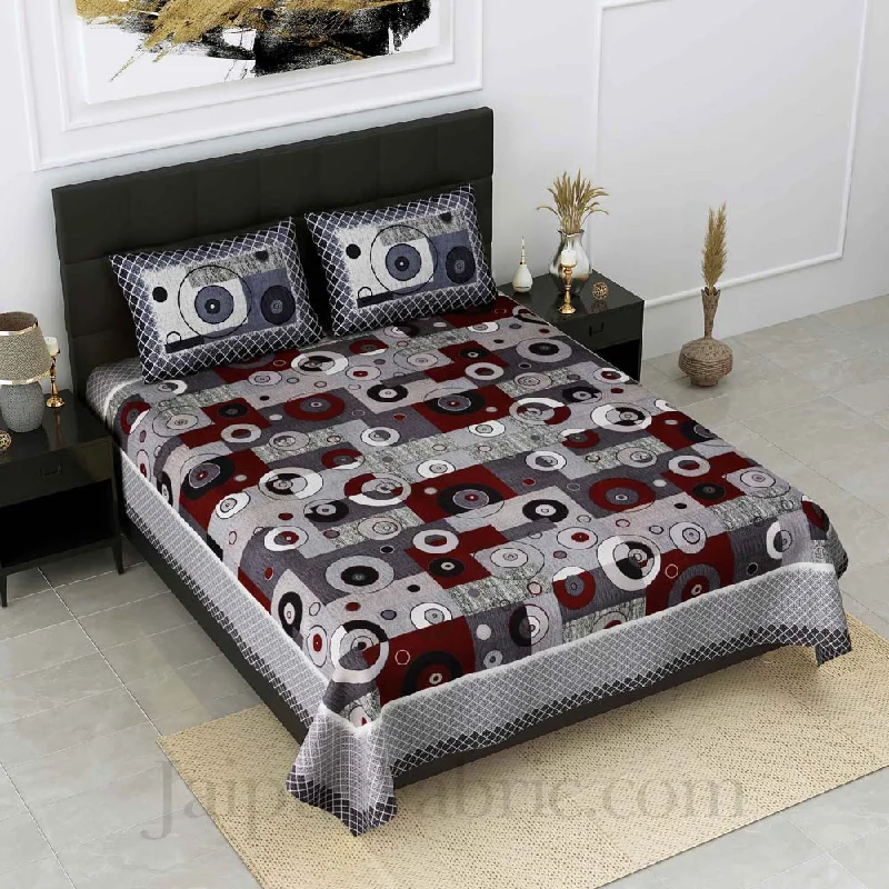 Procian Print Geometric Art Grey Pure Cotton King Size Bedsheet