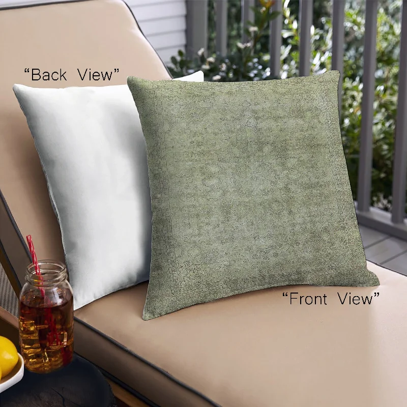 Mid-Century Modern Urban Indoor Outdoor Square Olive Green Throw Pillow, 18 inch by 18 inch, pwurb3109