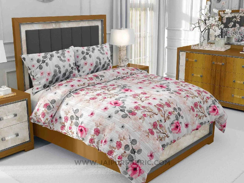 Refreshing Pink Flowers King Size Bedsheet