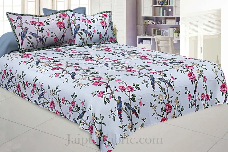 Rose Realm Green Pure Cotton King Size Bedsheet