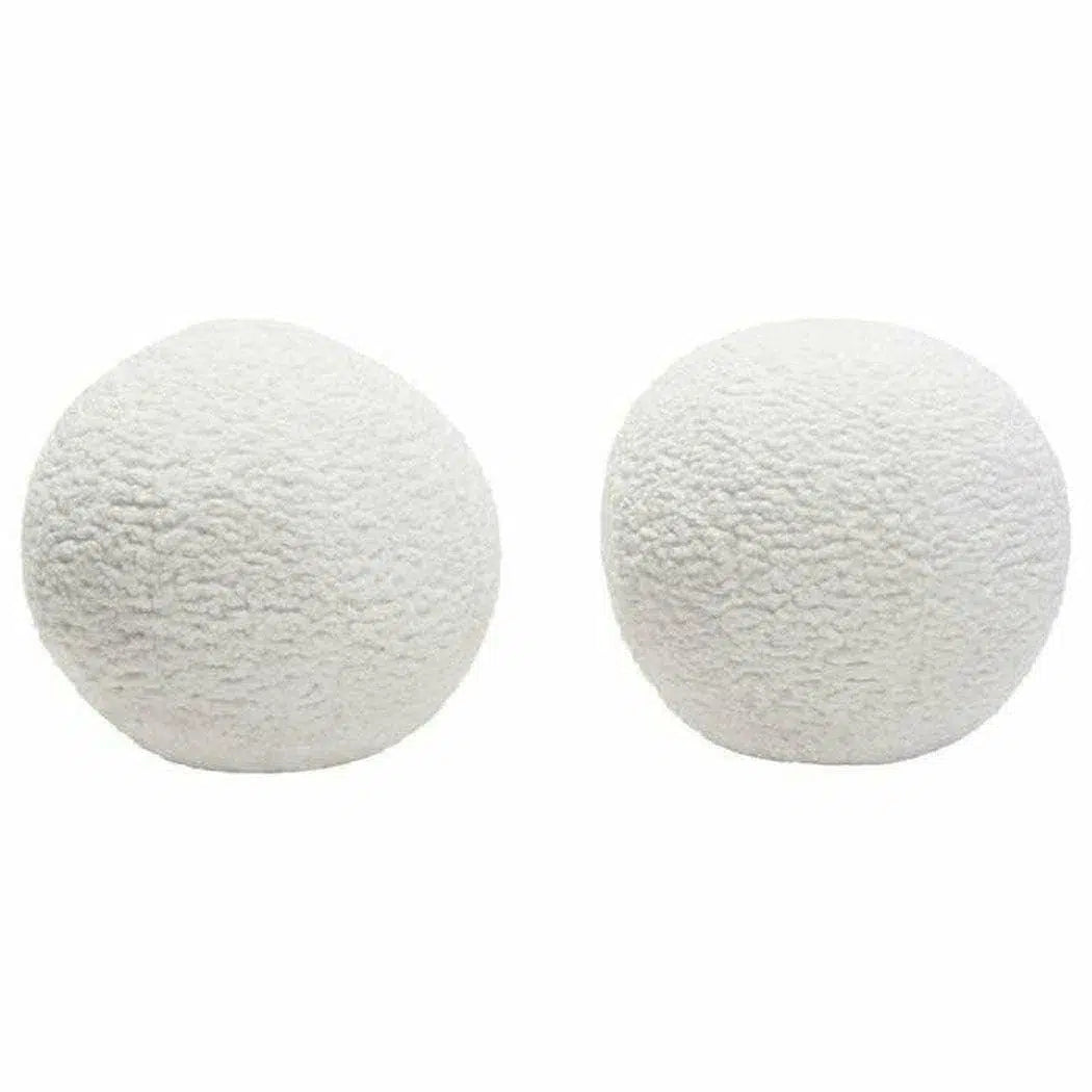 Set of 2 10" Round Accent Pillows in White Faux