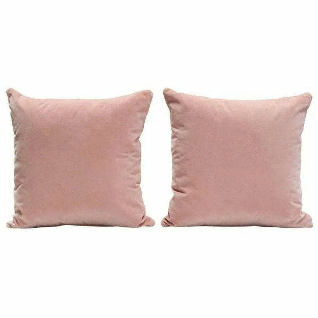 Set of 2 16" Square Accent Pillows in Blush Pink Velvet