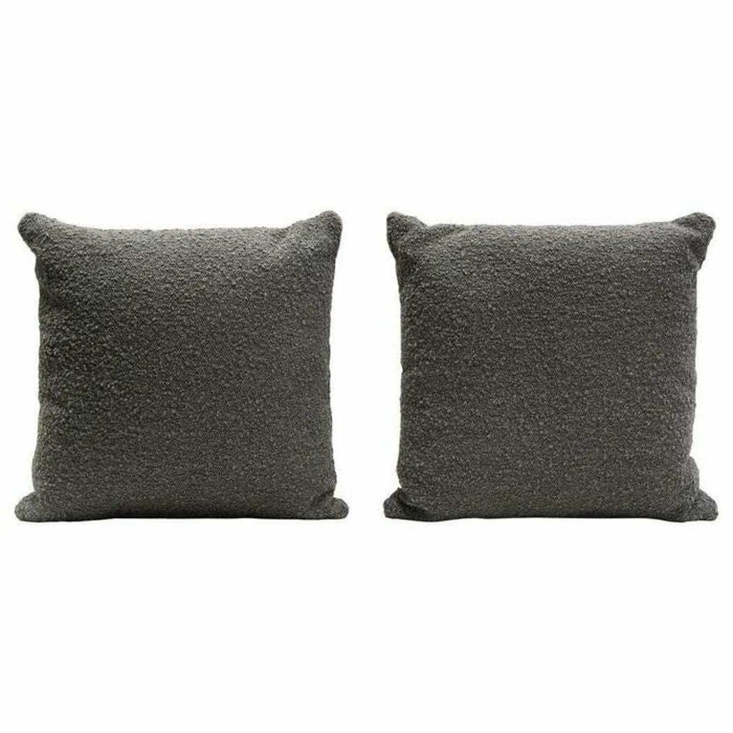 Set of 2 16" Square Accent Pillows in Charcoal Boucle Fabric