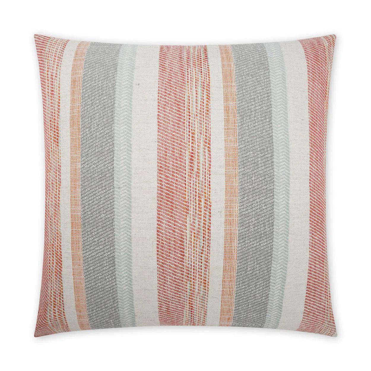 Shannon Beach Stripes Coral Salmon Large Throw Pillow With Insert