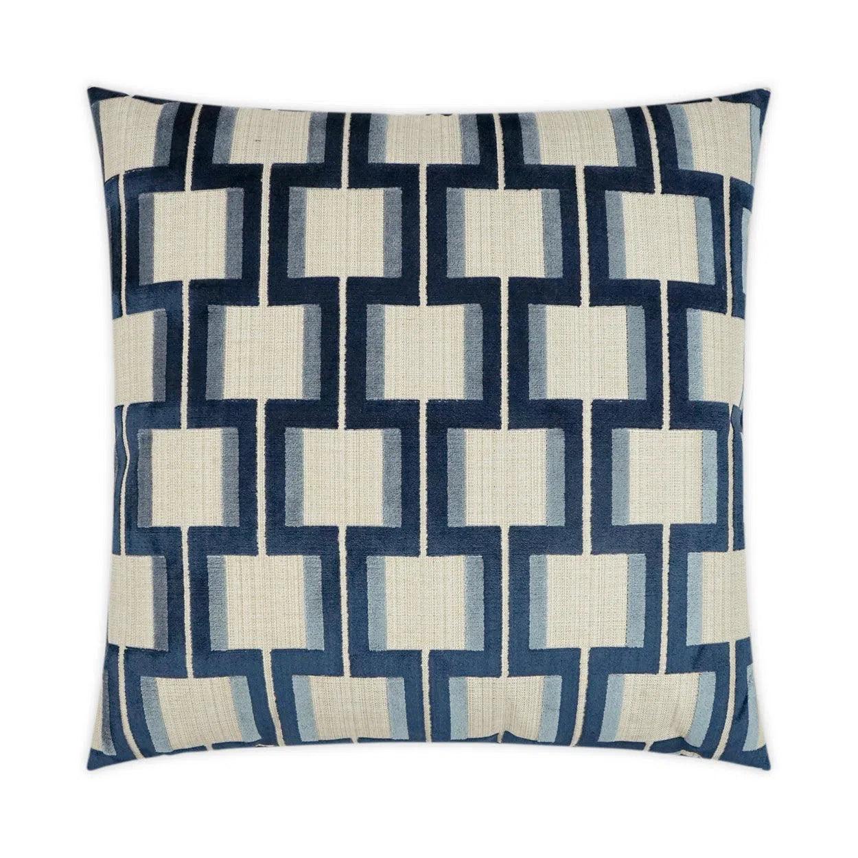 Shoreham Indigo Geometric Navy Large Throw Pillow With Insert