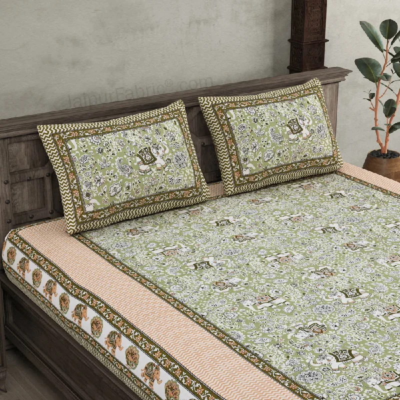 Shubh Arambh Green Double Bedsheet