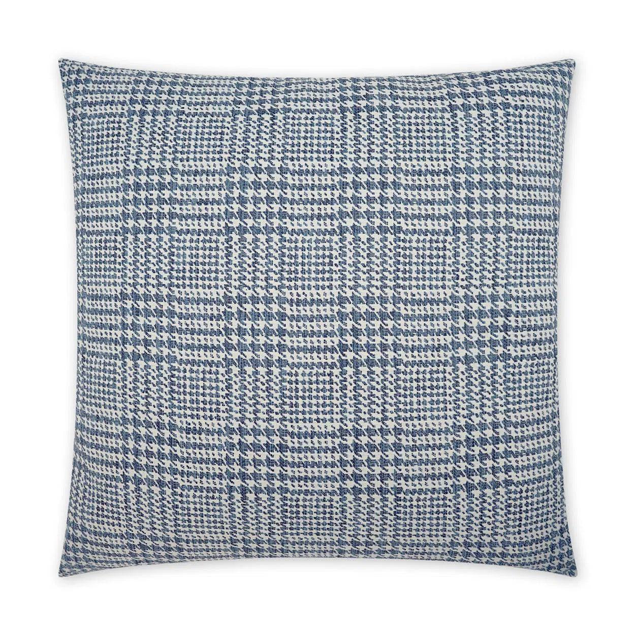 Spencer Traditional Plaid Check Blue Large Throw Pillow With Insert