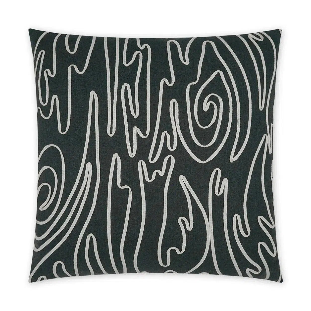 Swindler Black Abstract Beach Black Large Throw Pillow With Insert