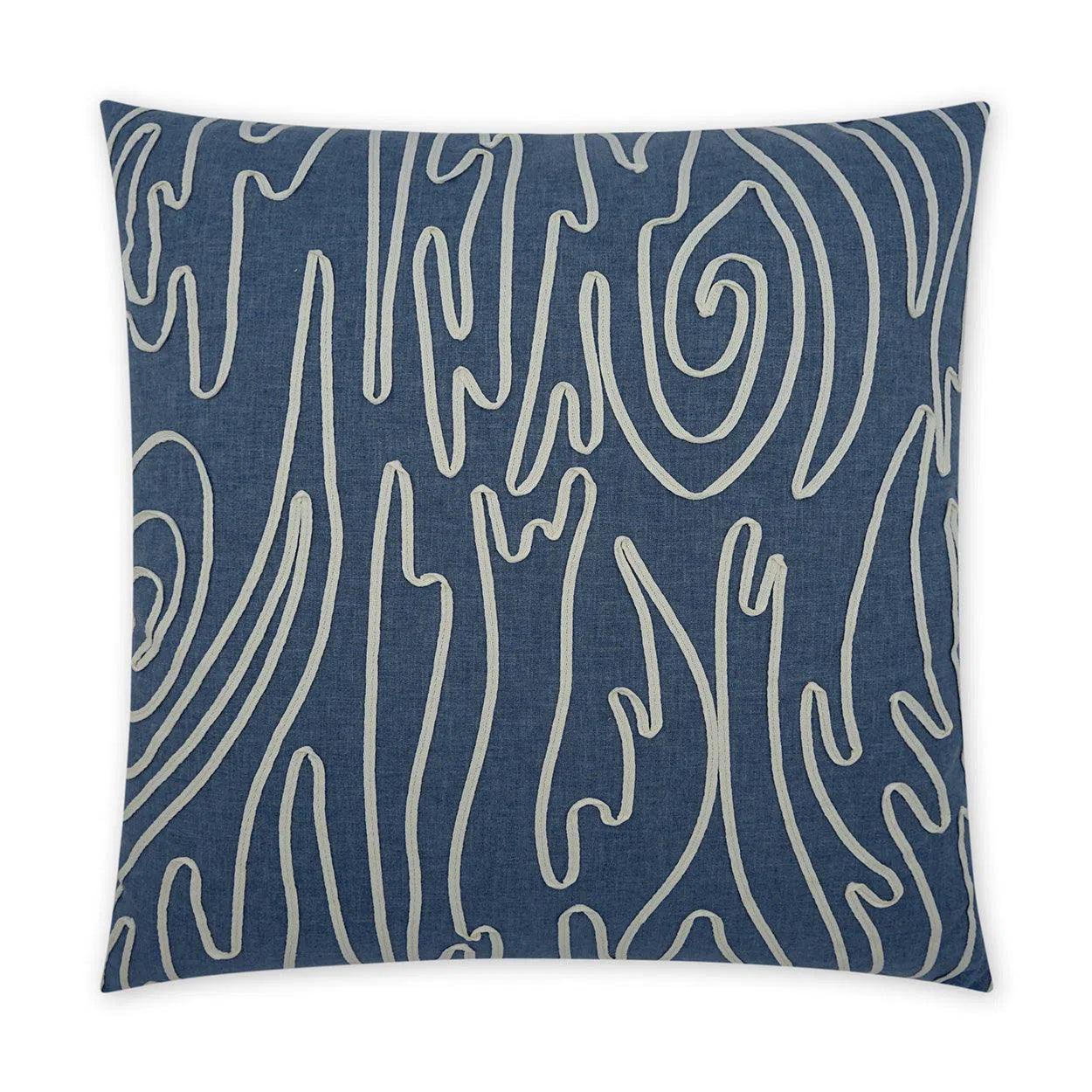 Swindler Denim Abstract Beach Blue Large Throw Pillow With Insert