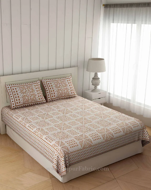 Symmetrical  Sandy Brown Square Double Bedsheet