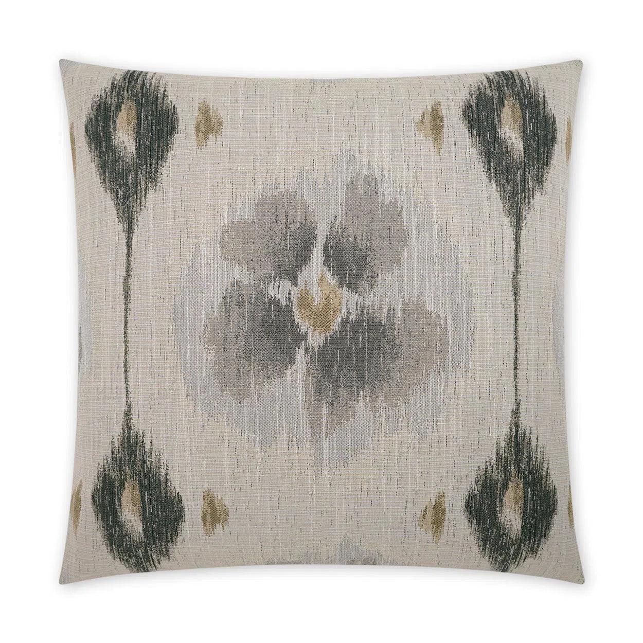 Tamarix Charcoal Floral Tan Taupe Large Throw Pillow With Insert