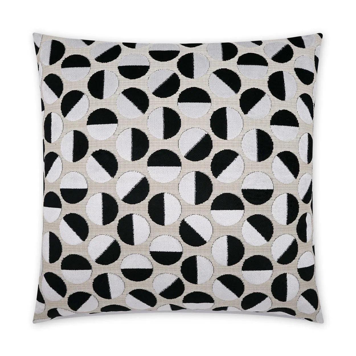 Tilt Modern Circular Dots Black Large Throw Pillow With Insert