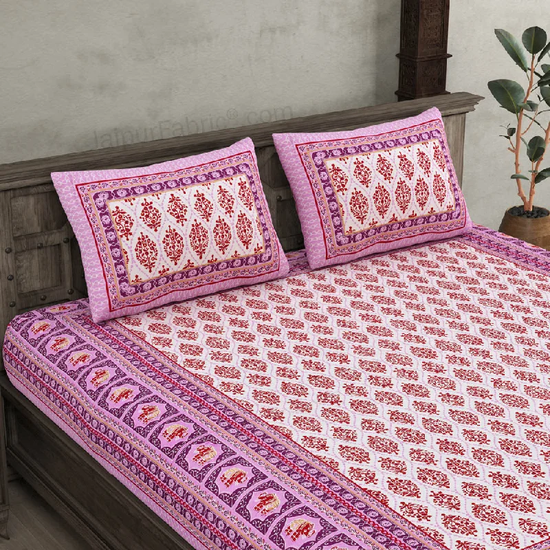 Welcom Tyohaar Pink Double Bedsheet