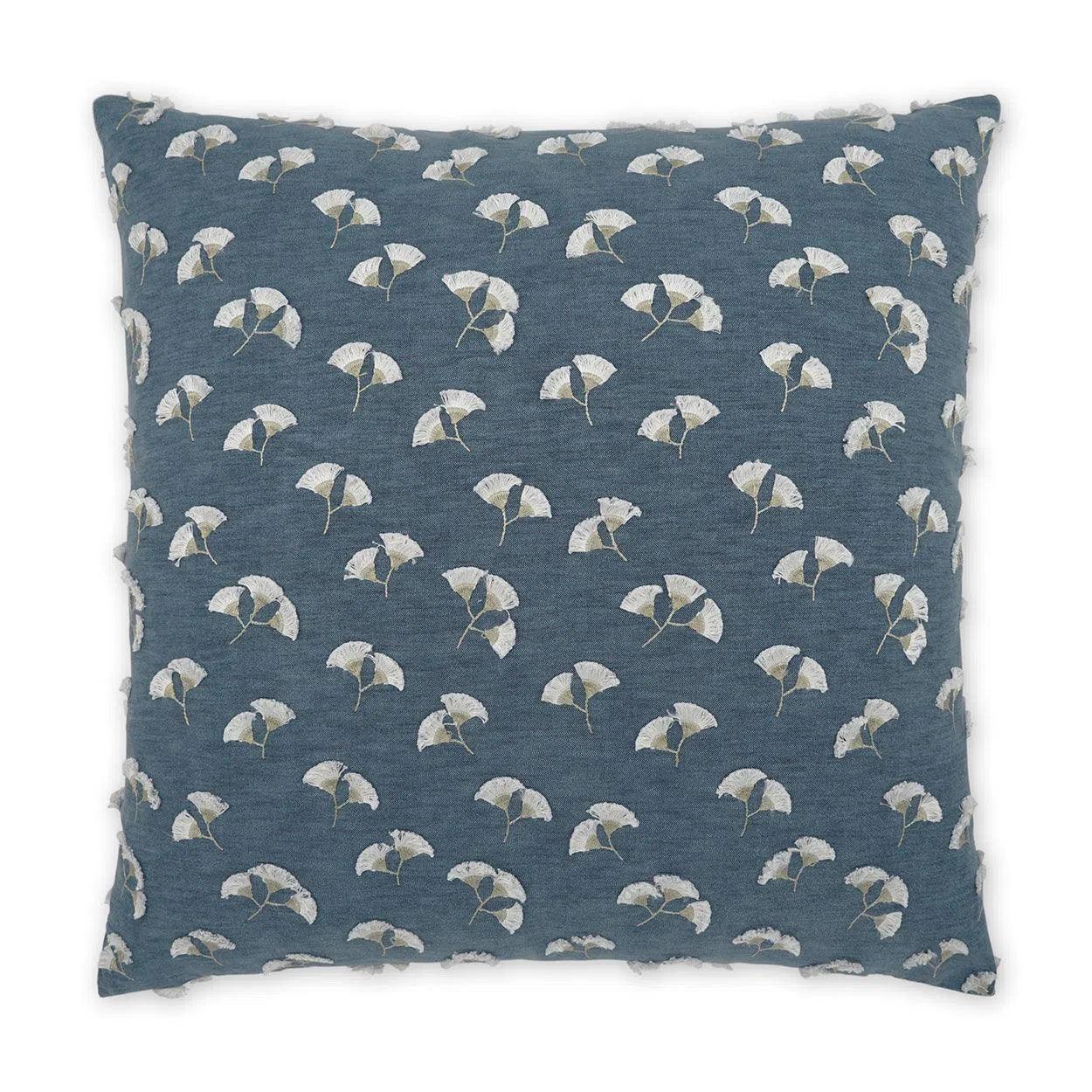 Whispers Floral Slate Blue Large Throw Pillow With Insert